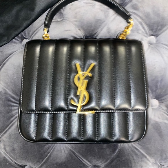 SOLD New Yves Saint Laurent Black Medium Vicky Bag Gold Hardware - Picture 4 of 10